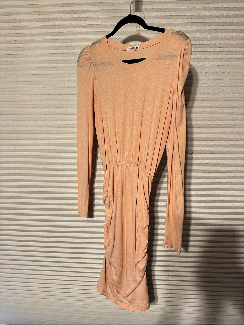 Sundry Ruched Long Sleeve Mini Dress Orange NWT